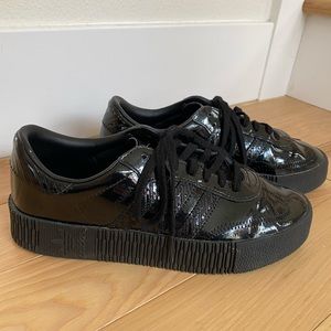 Adidas patent leather platform tennis shoes